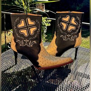 Grand Canyon Ostrich Boots With Stiletto Heels. Mexican Made Size 4 / US 6.5-7